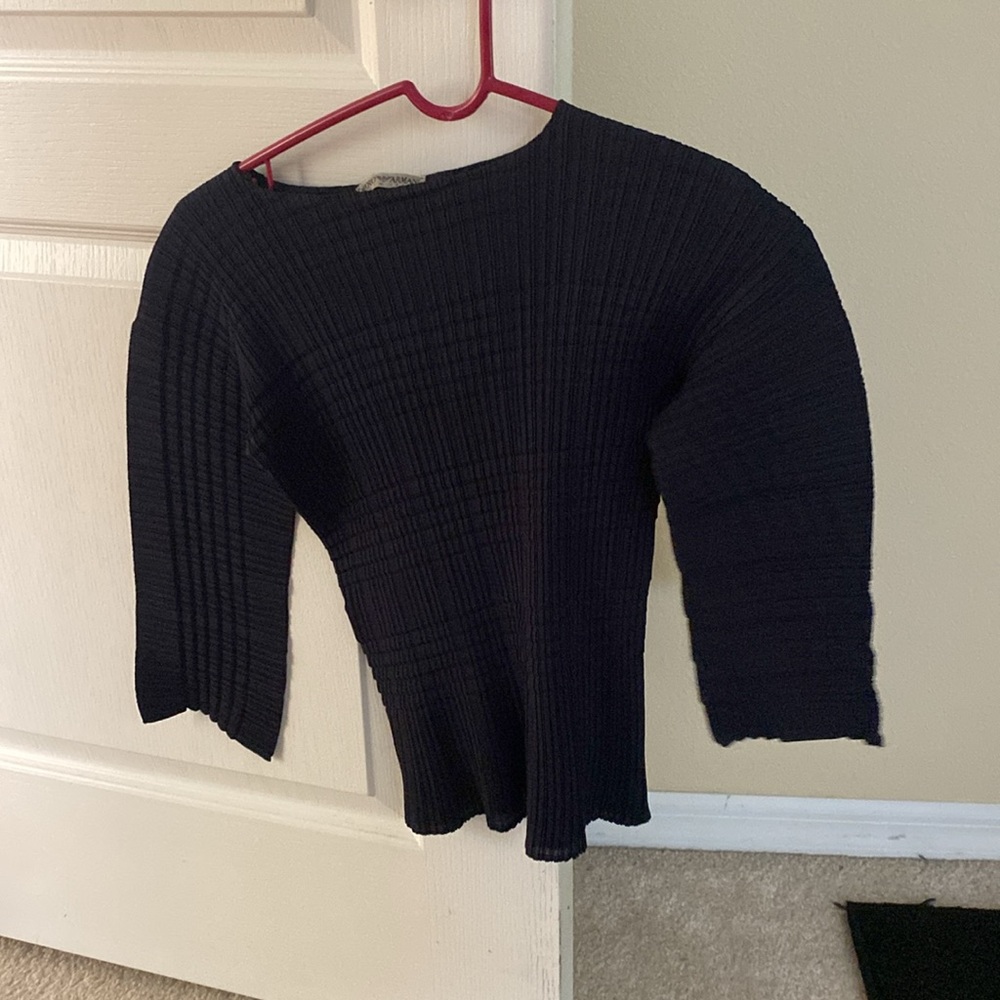 Empório Armani black ribbed top. Tight and flattering